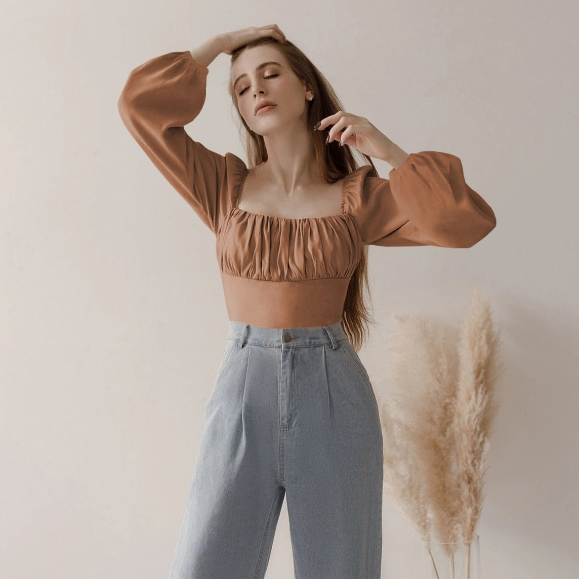 Fashion Blouse Lantern Sleeve Top
