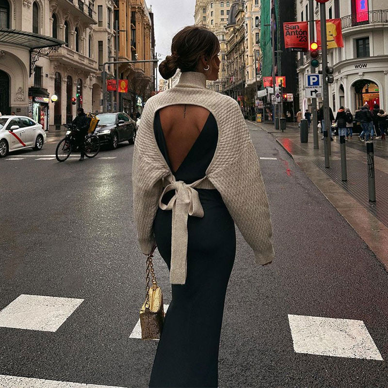 Turtleneck Backless Sweater