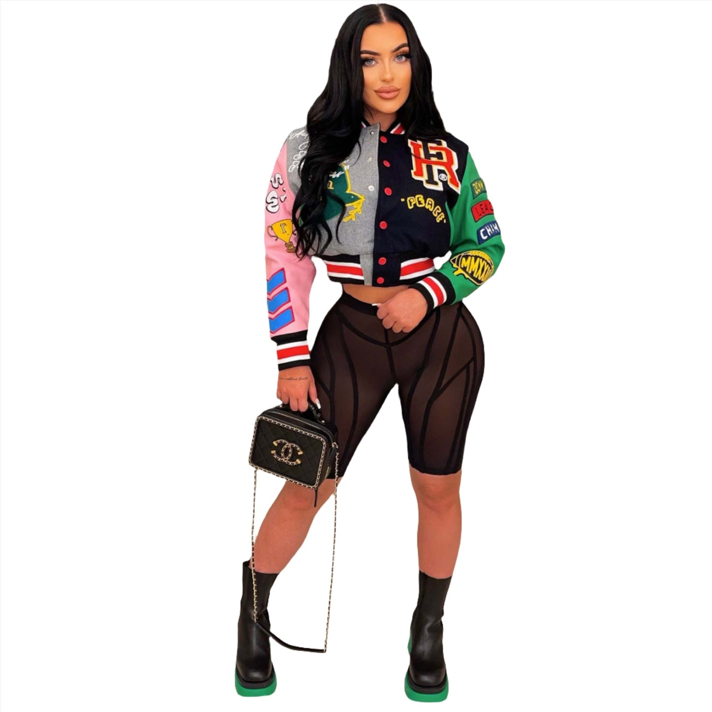 Letters Cropped Racing Jackets