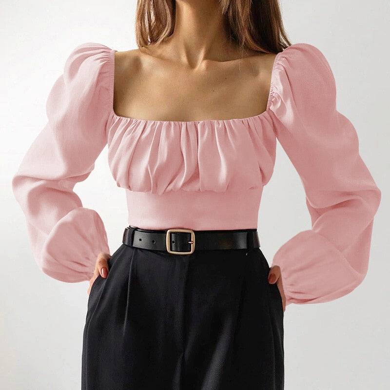 Fashion Blouse Lantern Sleeve Top