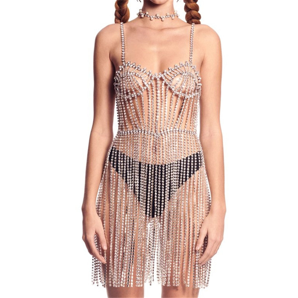 Crystal Diamonds Club Body Chain