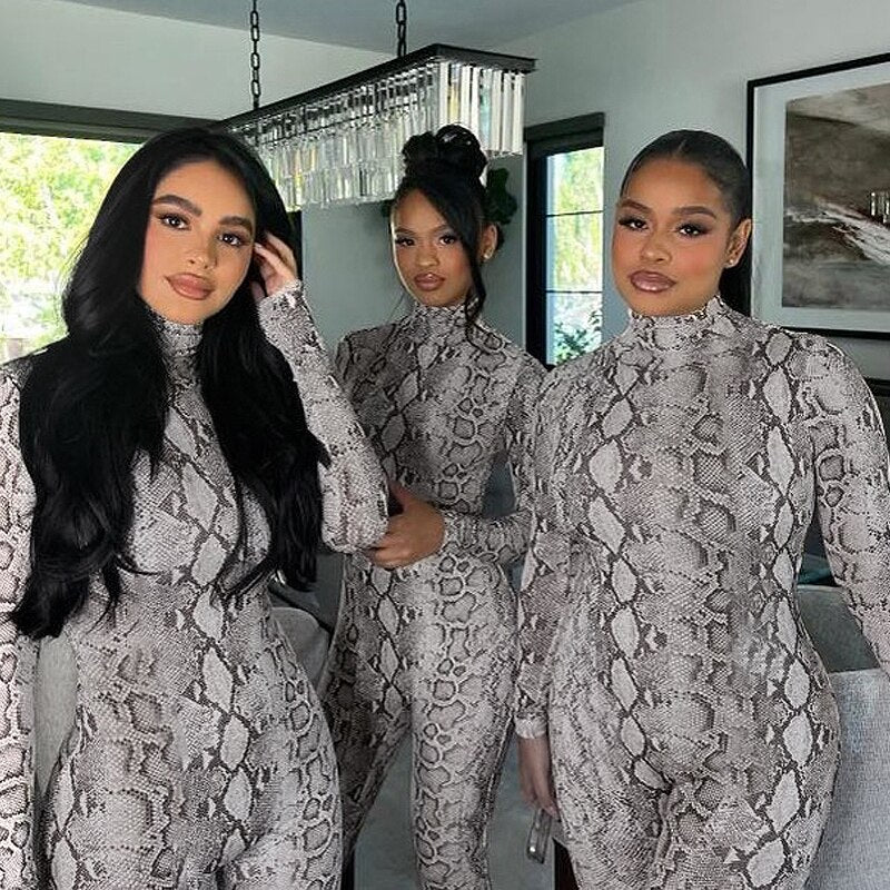 Fashion Snake Print Jumpsuit
