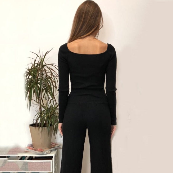 Elegant Square Neck Blouse Top