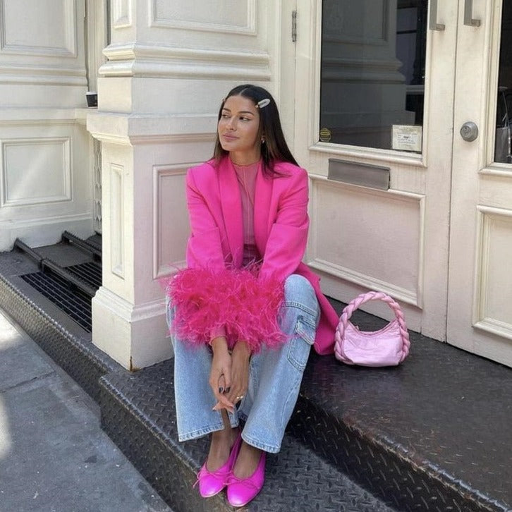 Retro Feather Chic Blazer