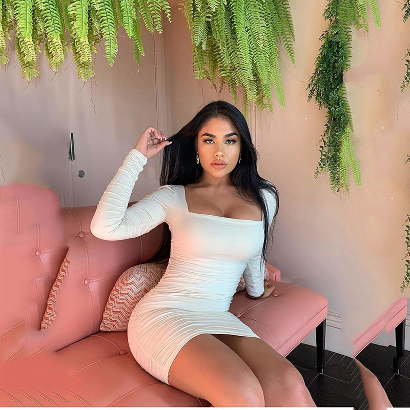 Cross Ruched Bandage Party Dress