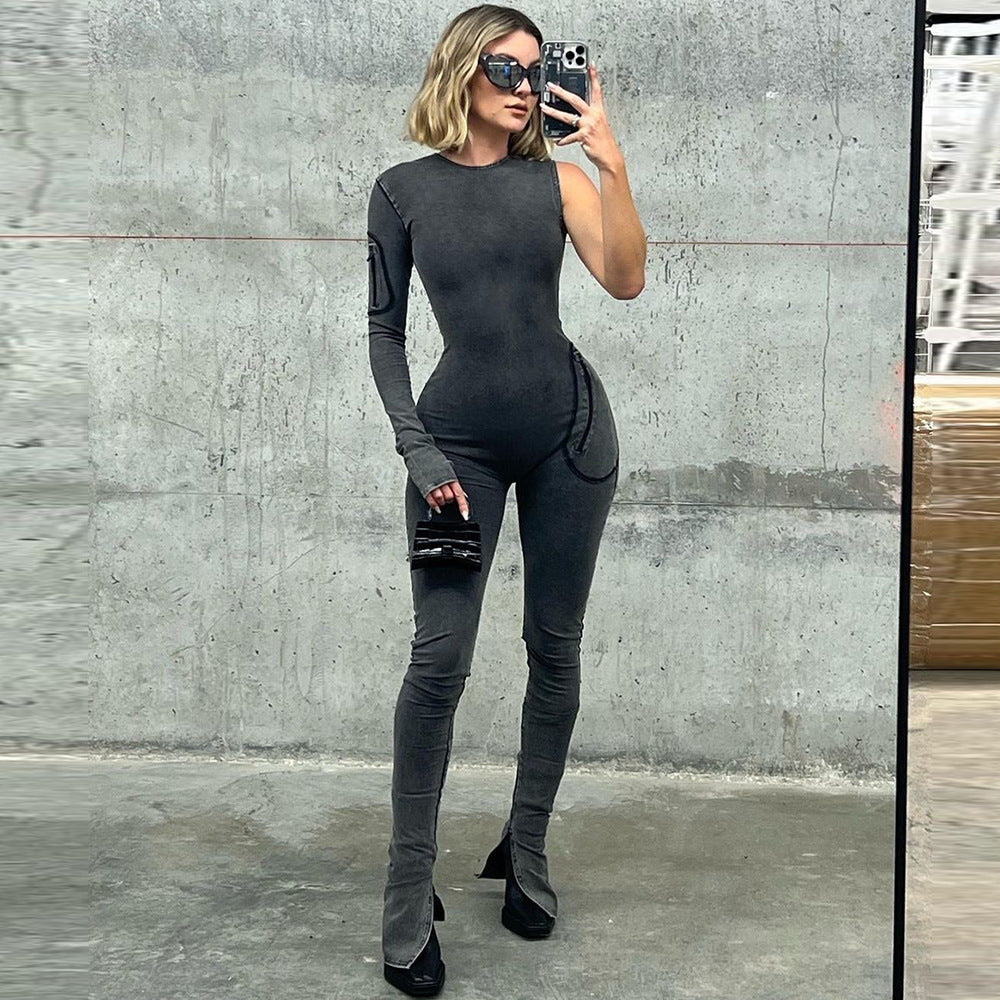 One Sleeve Bodycon Jumpsuits