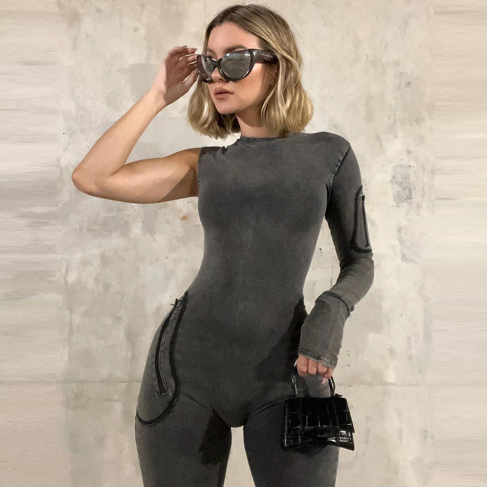 One Sleeve Bodycon Jumpsuits