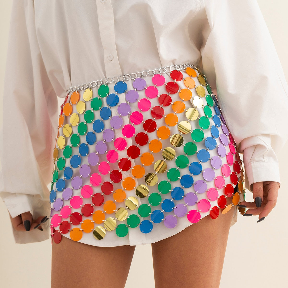 Sequins Chain Mini Skirt