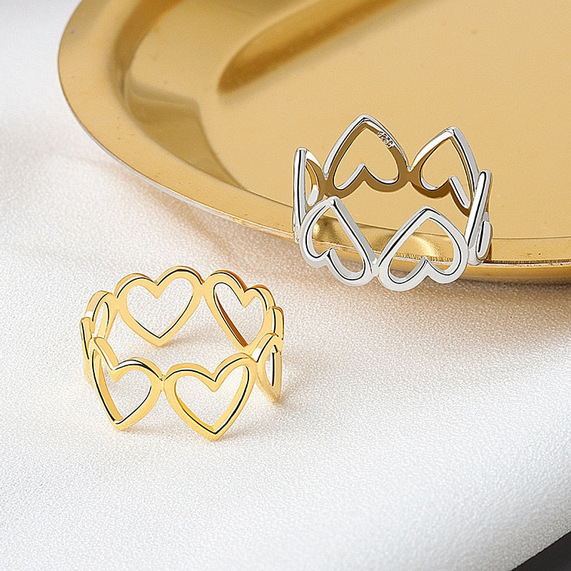 Aesthetic Heart Chain Rings