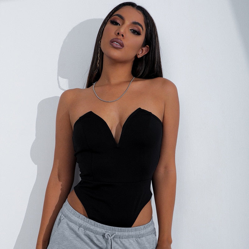 Sexy V Neck Backless Bodysuits