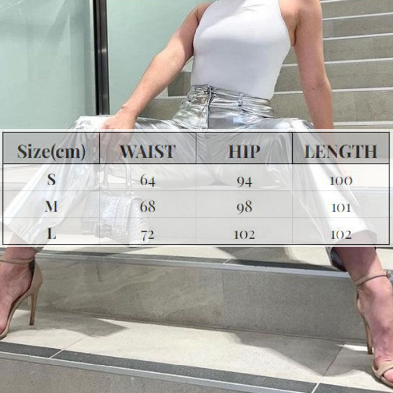 Vintage Shiny Silver Streetwear Pants