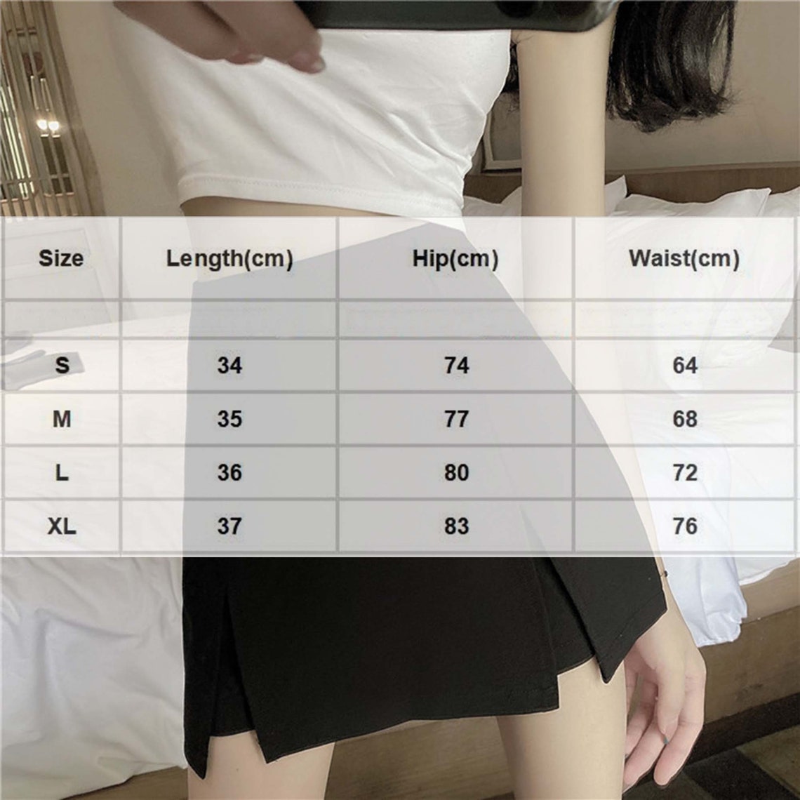 Double Sides Slit High Waisted Black Mini Skirt