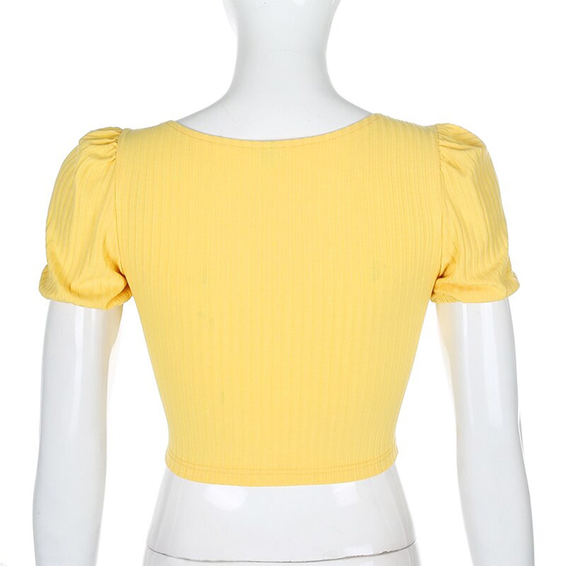 Yellow Floral Embroidered Puff Shoulder Top