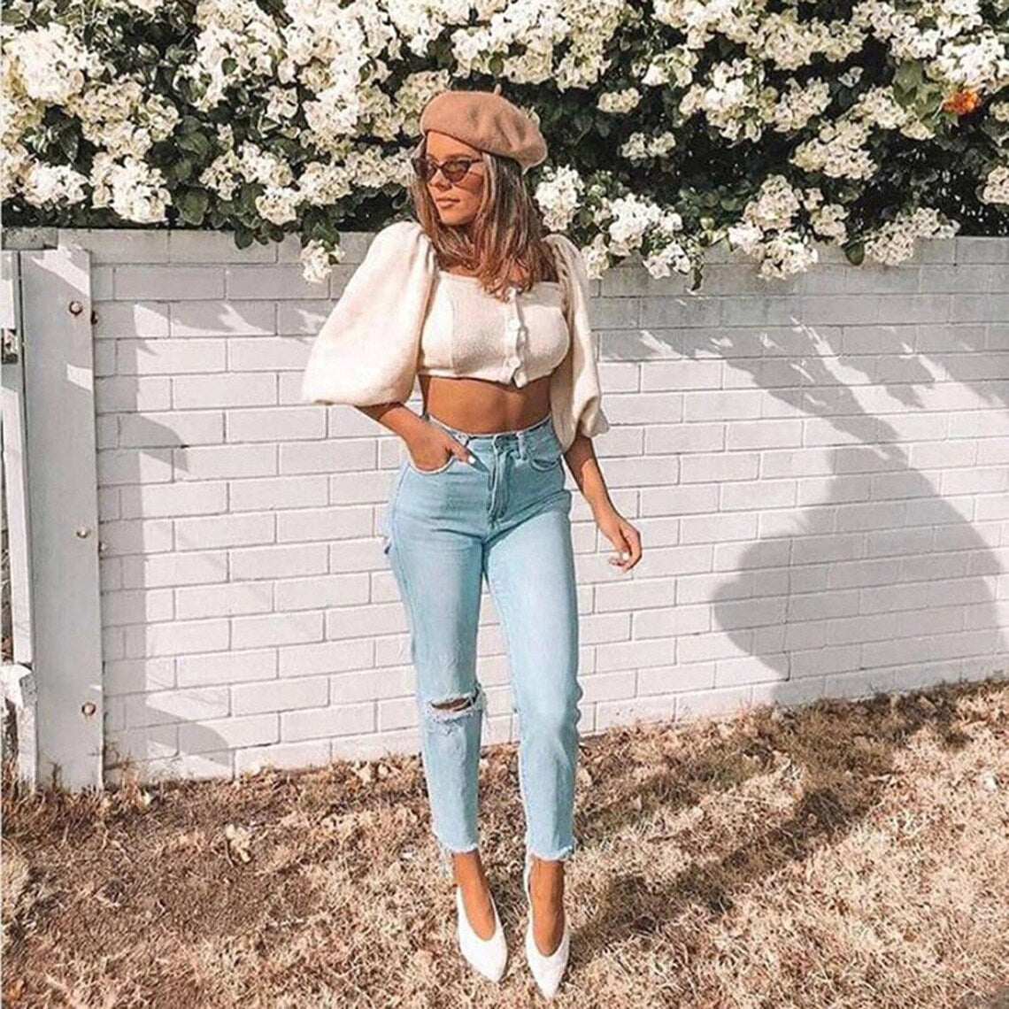 Off Shoulder Slash Neck Sexy Crop Top