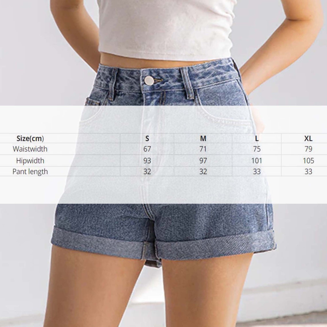 Plus Size Casual High Waisted Streetwear Denim Shorts