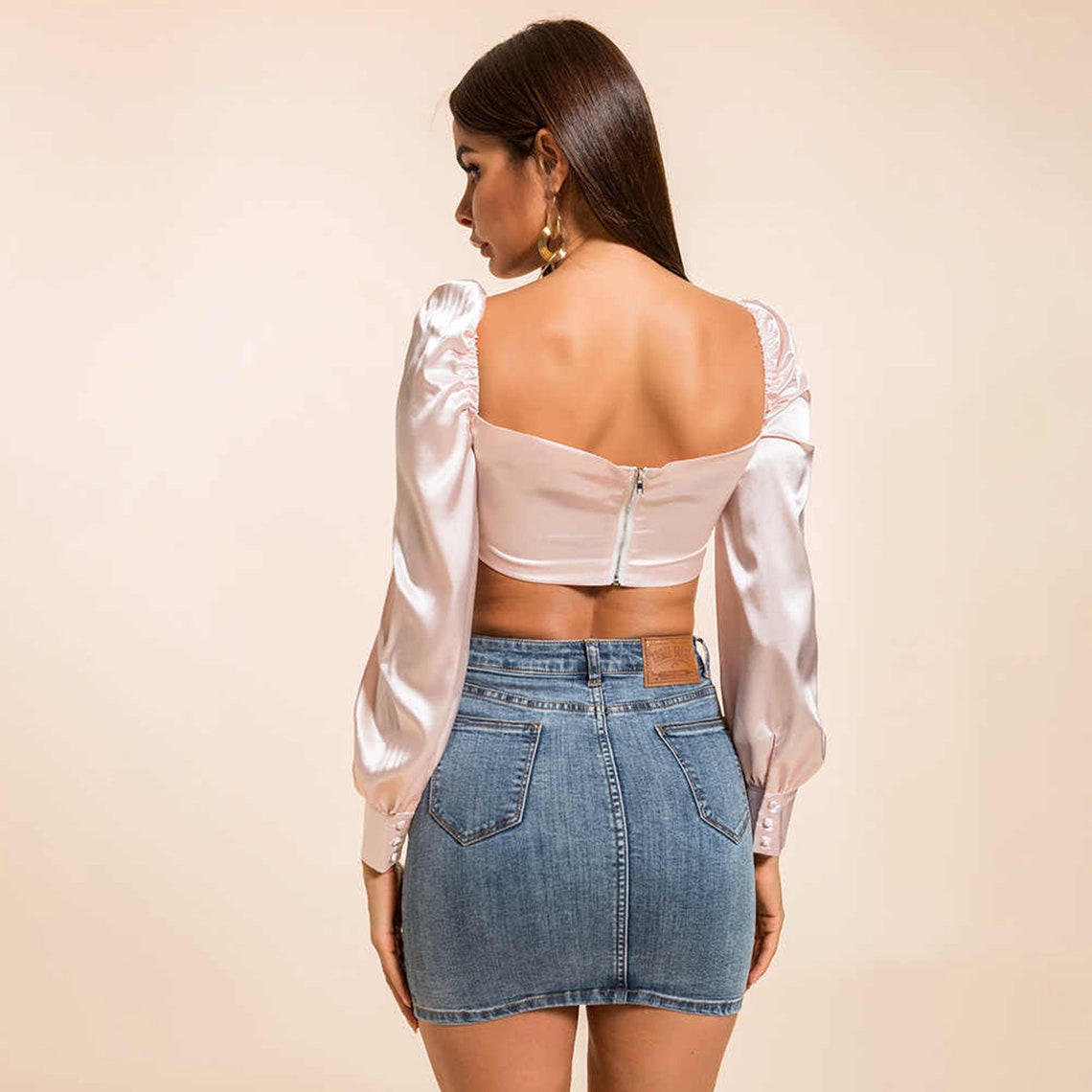 Trendy Puff Shoulder Long Lantern Sleeves Top
