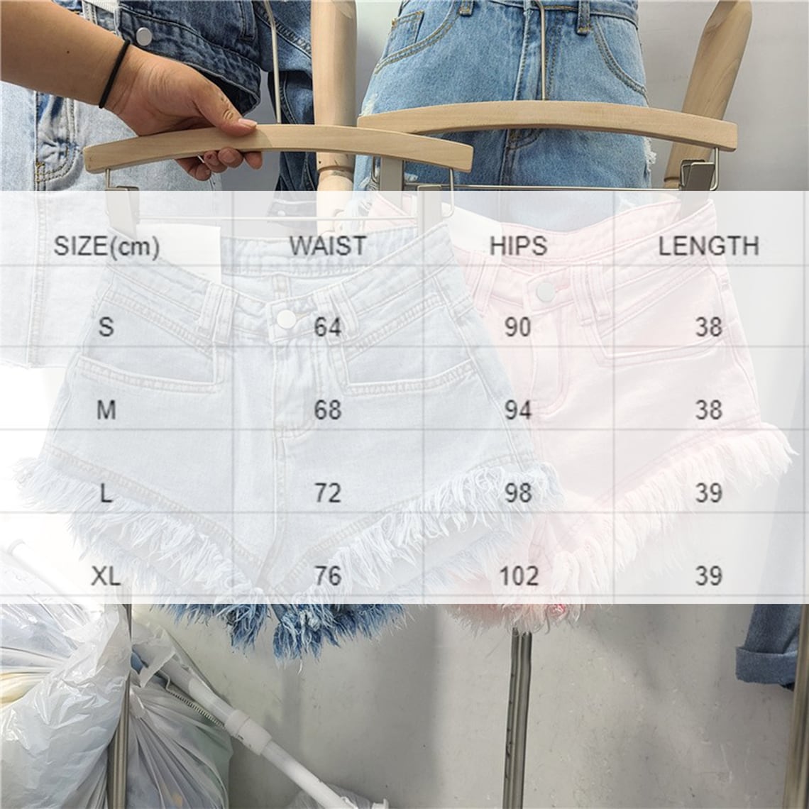 All-match Ripped Tassel Edge Wide Leg Denim Shorts