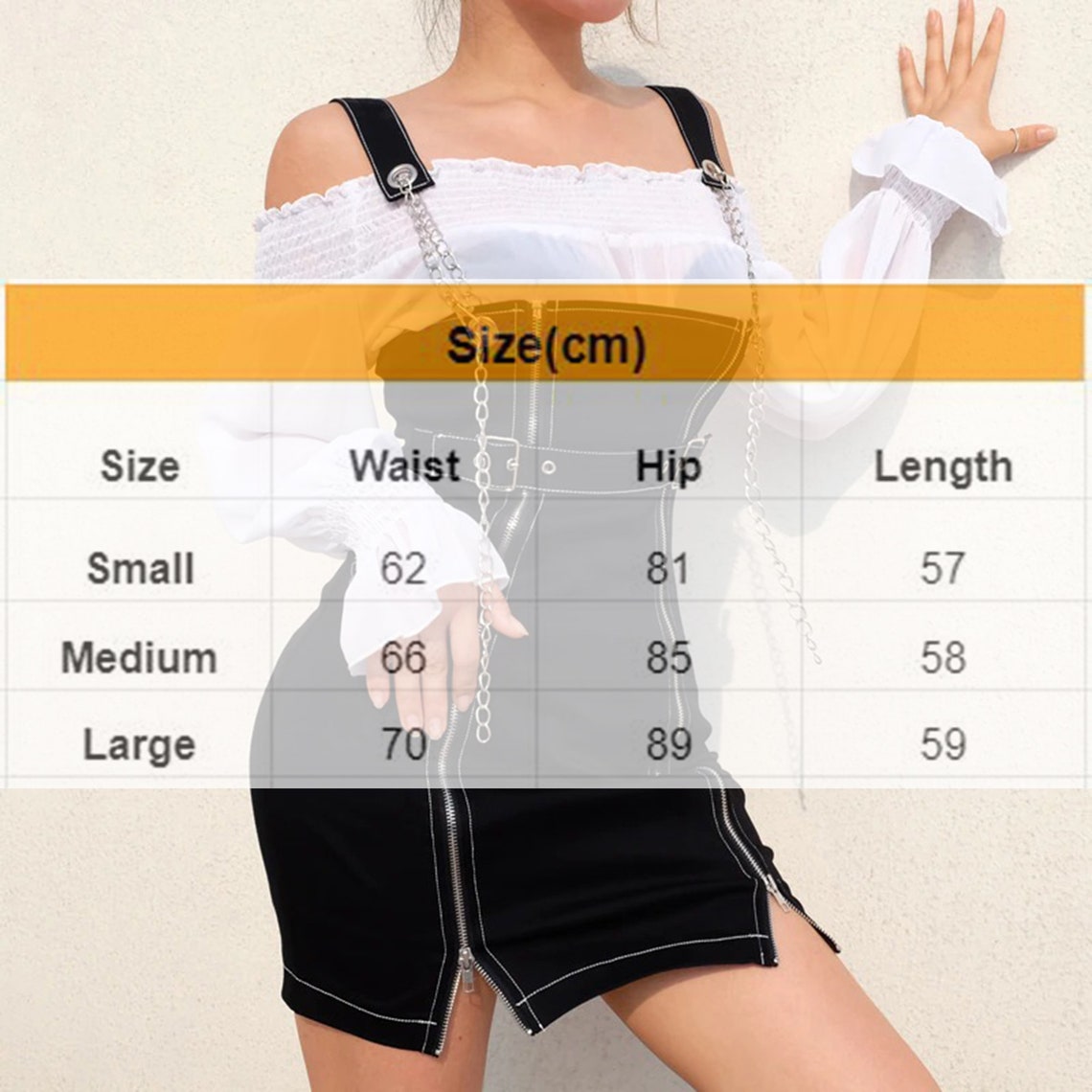 Punk Chain Straps Split Straight Mini Dress