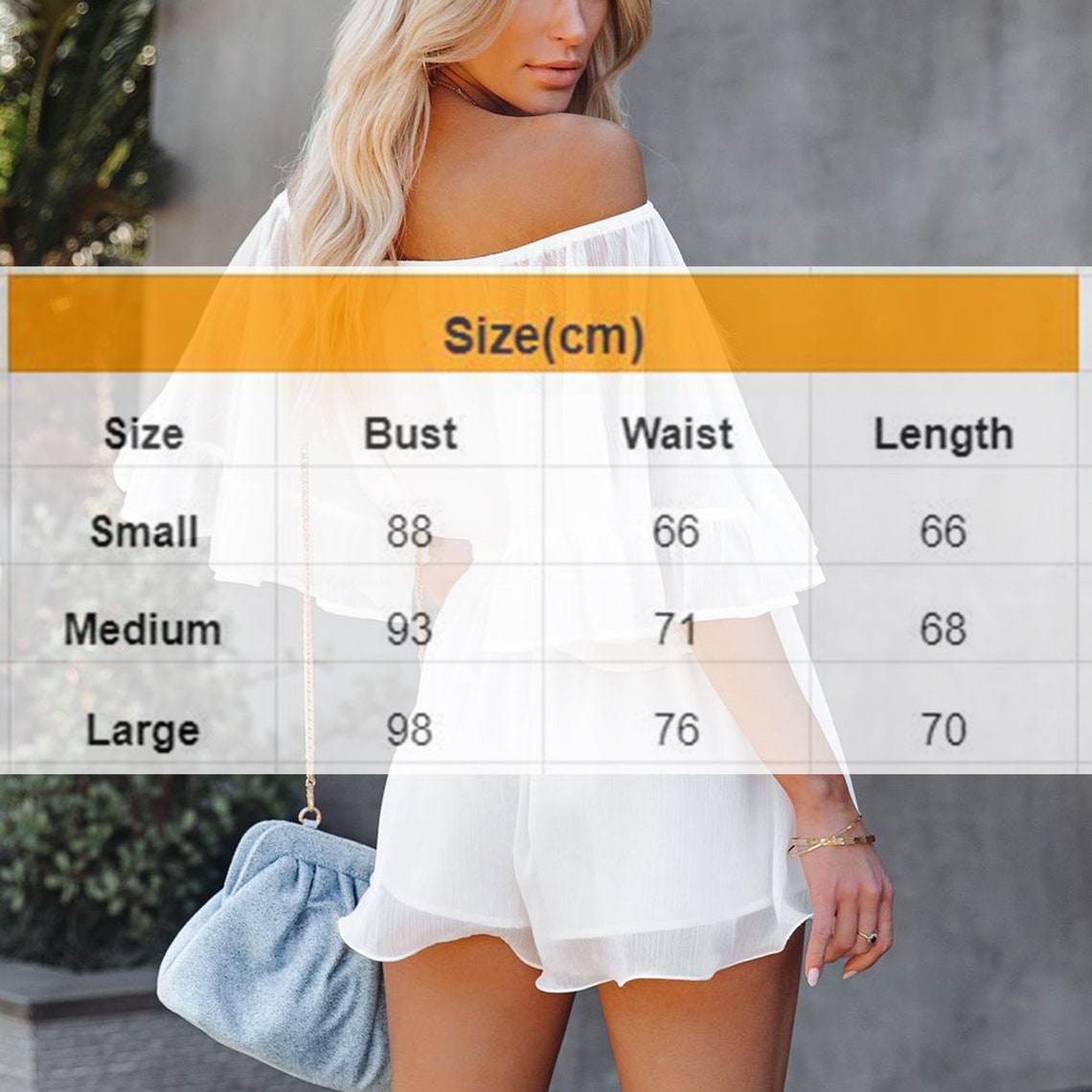 Summer Spring Off Shoulder White Elegant Chiffon Romper