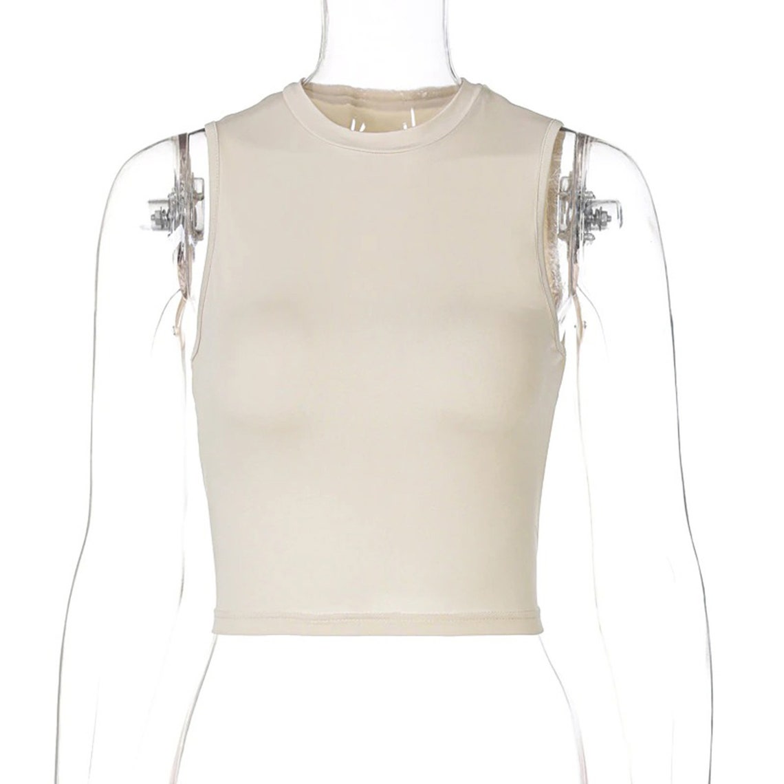 Two-piece Apricot Streetwear Fishnet Crop Top