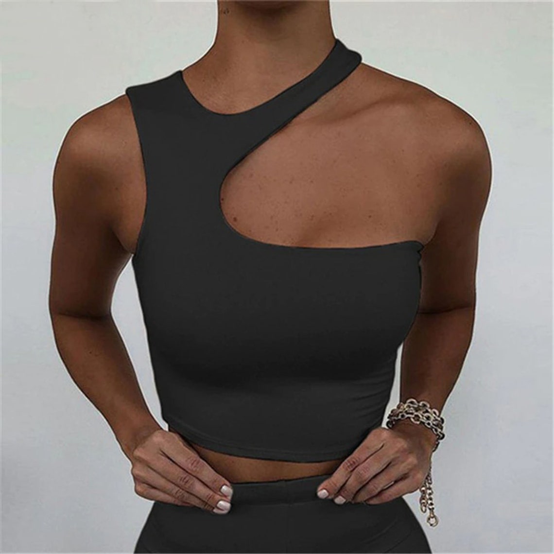 Irregular Cut Out Fashion Crop Top