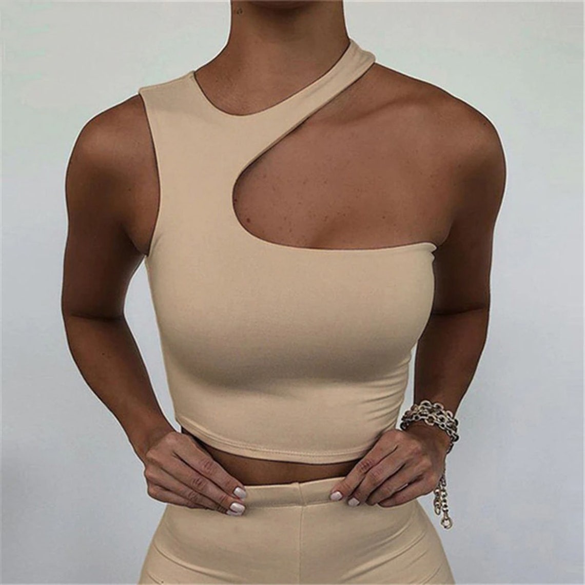 Irregular Cut Out Fashion Crop Top
