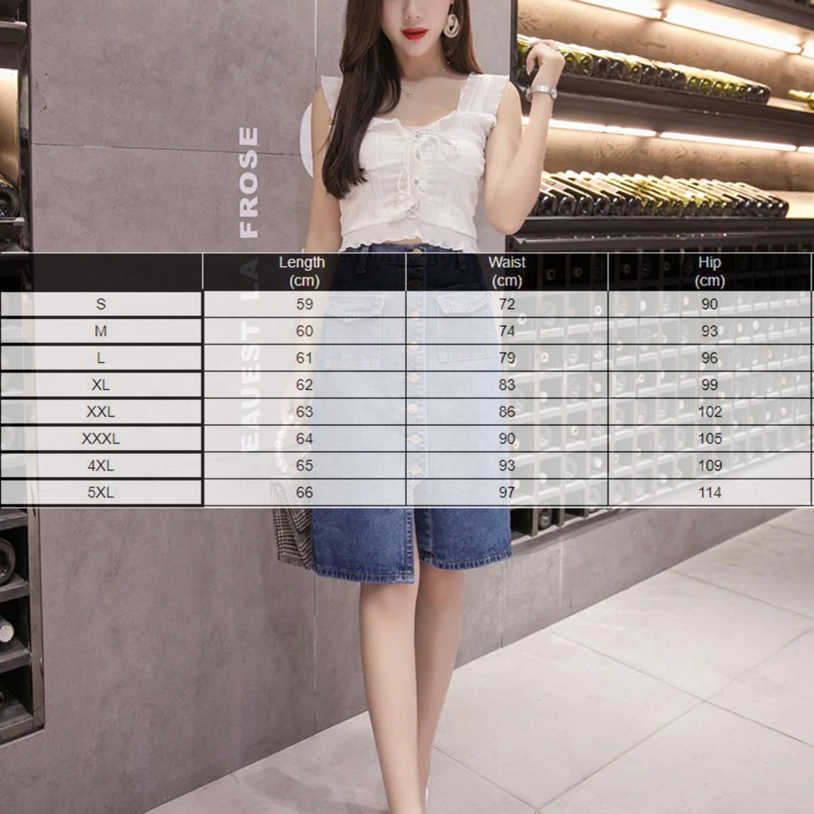 Plus Size Solid Blue Classic Fashion Denim Skirt