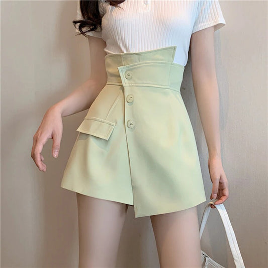 Korean Irregular Cut Elegant High Waist Skirt