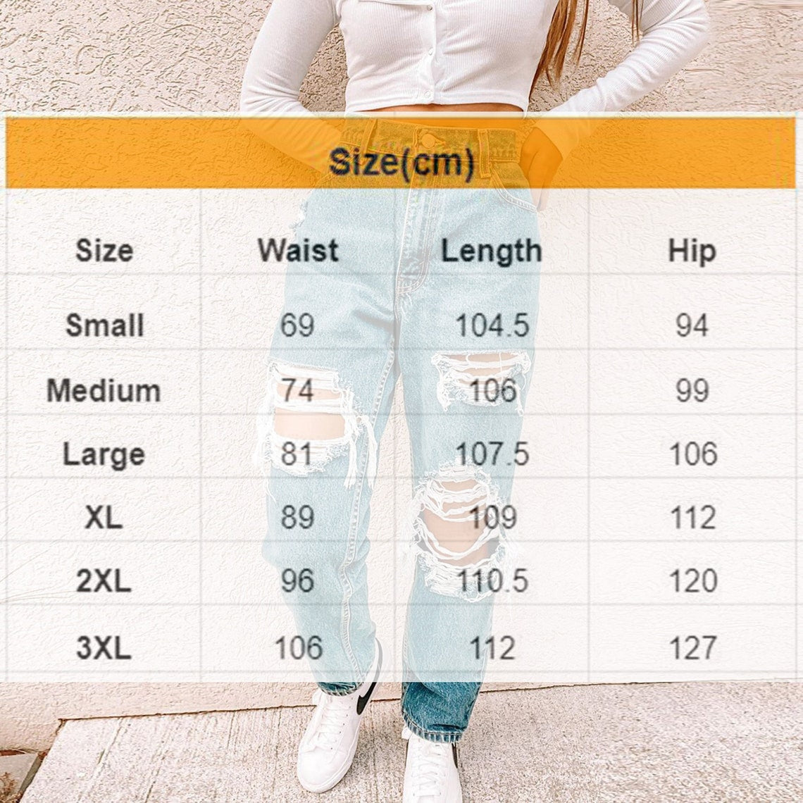 Tattered Blue High Waist Baggy Ripped Jeans