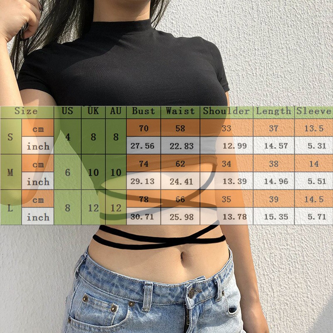 Thin Waist Crossed Straps Black Crop Top