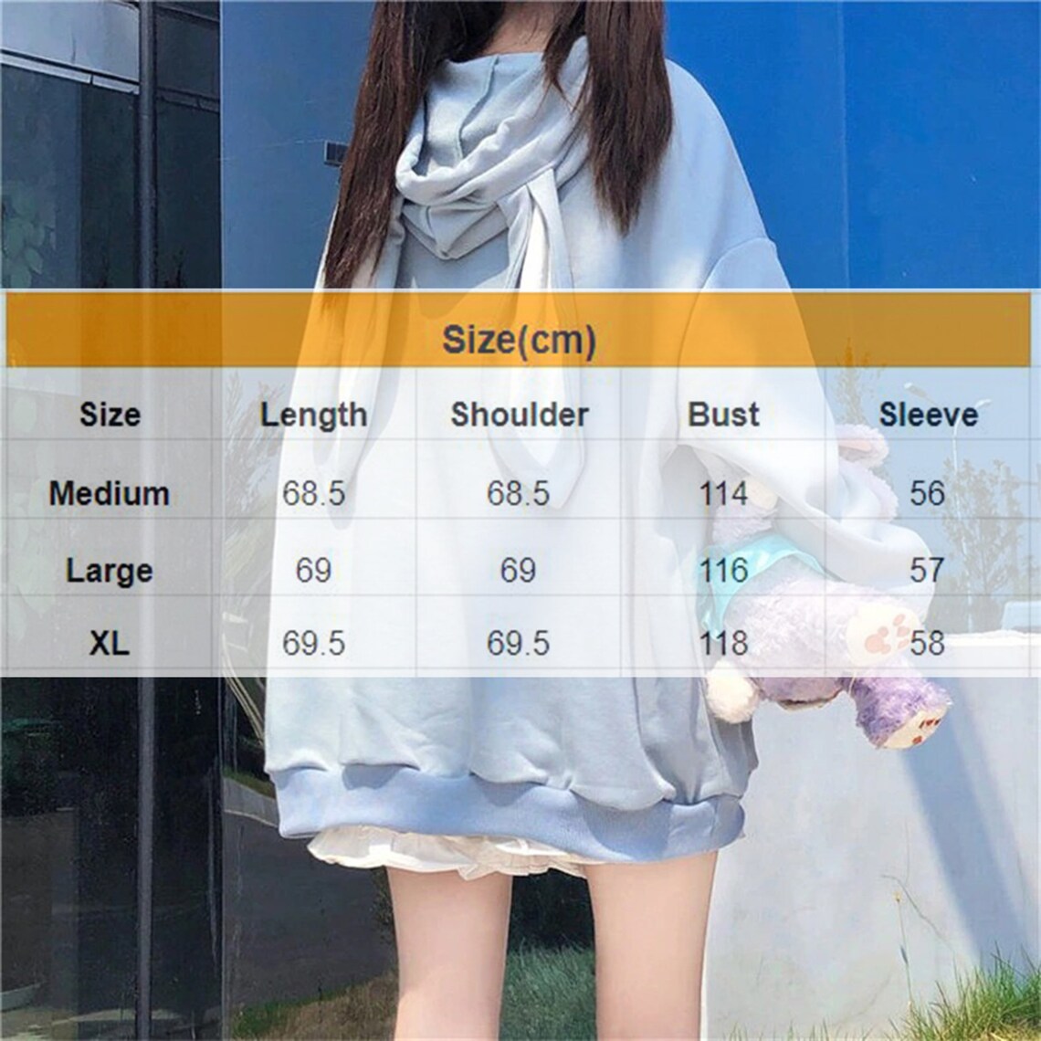 Bunny Ears Hooded Kawaii Print Fashion Hoodies