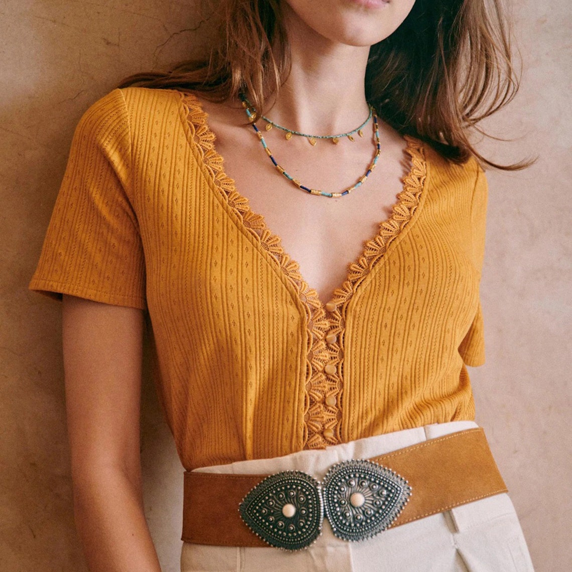 Flowers Pattern Edge Style Chic Crop Top