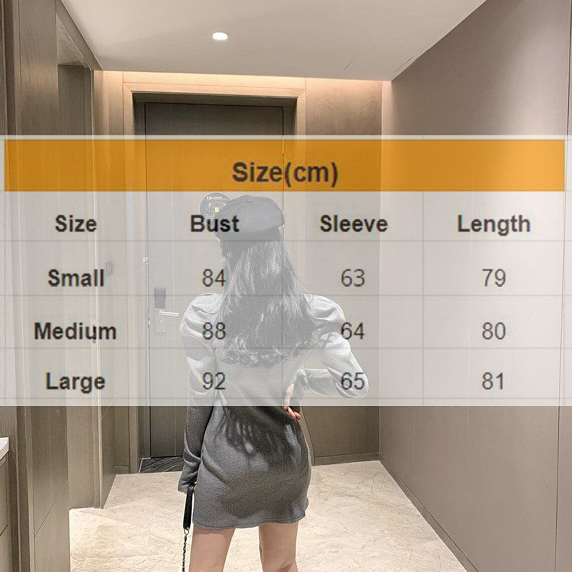 Elegant Puff Shoulder Autumn Slim Mini Dress