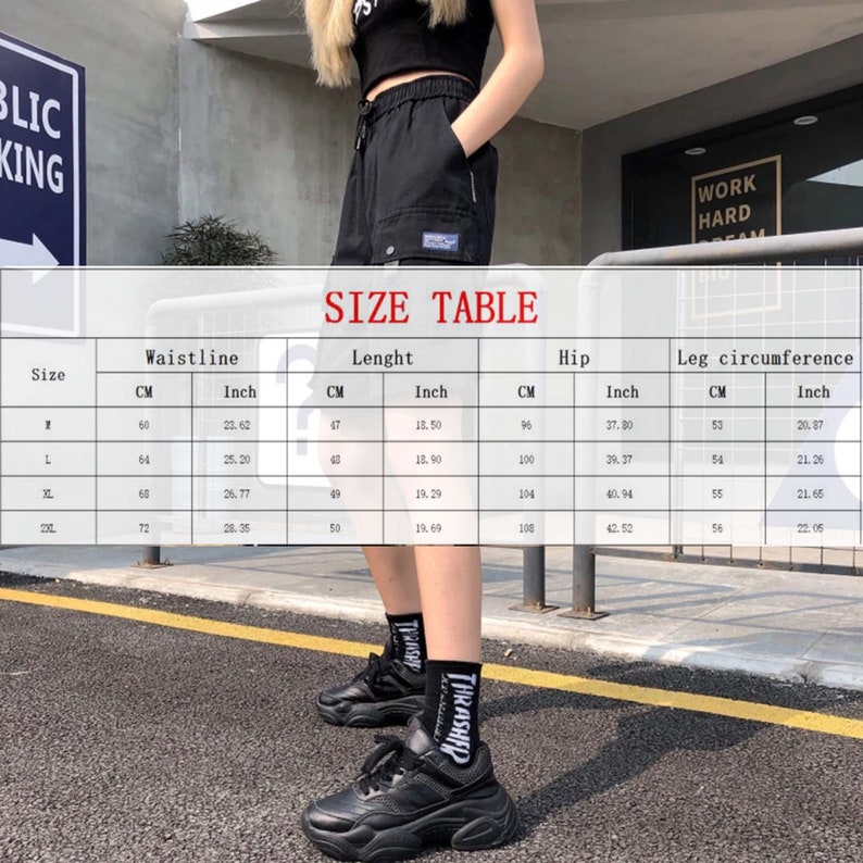 Streetwear Wide Pockets Style Women's Hip Hop Cargo Long Shorts