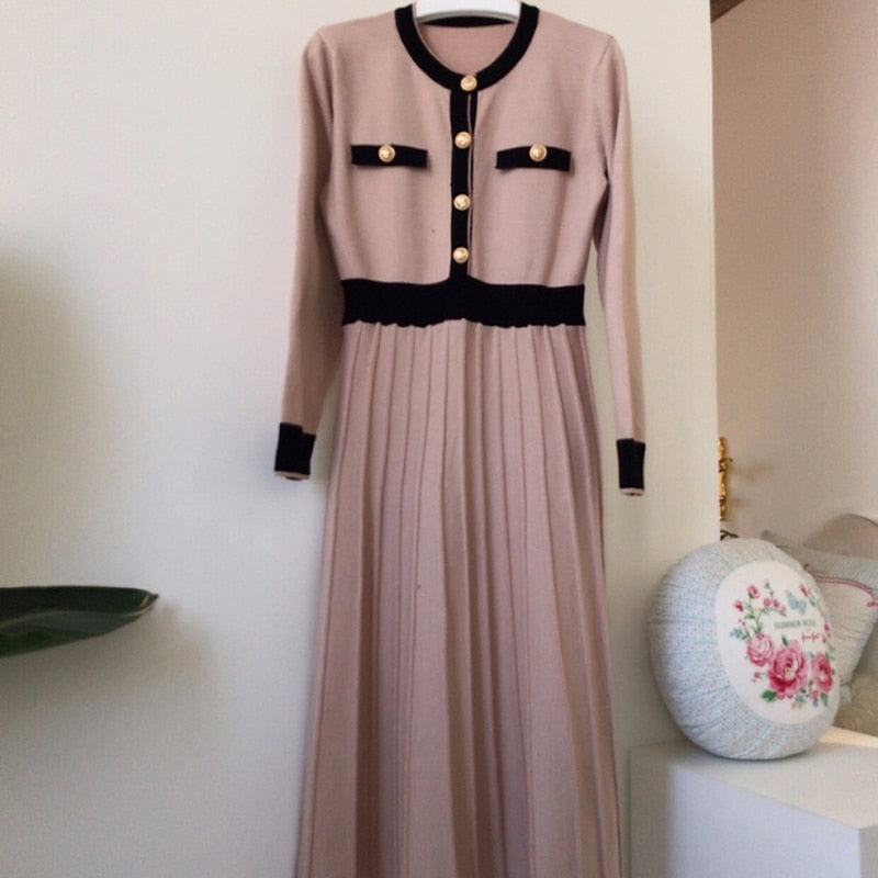 KPOP fashion Elegant Long Pleated Dress For Women