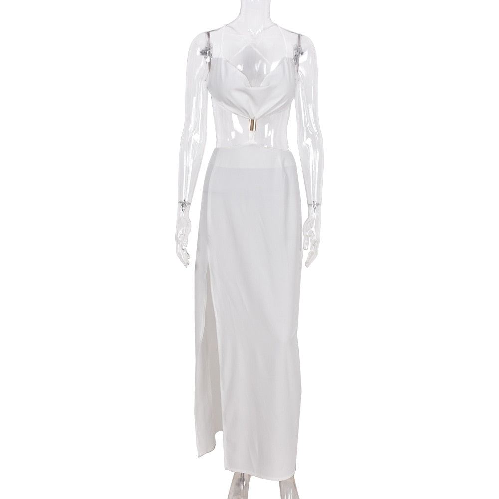 Sexy Backless Split Maxi Elegant Cut Out Sleeveless Dresses