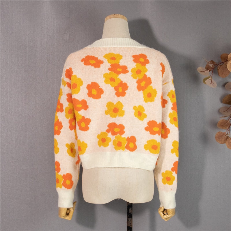 Vintage Floral Cardigan Two-Piece Set Top