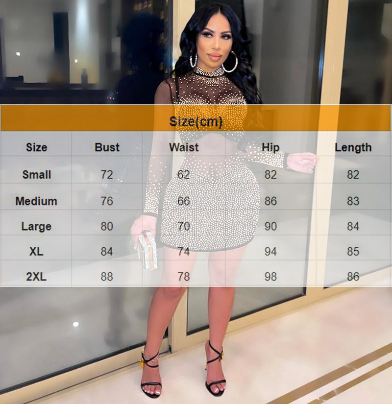 Sparkling See Through Mesh Mini Dress