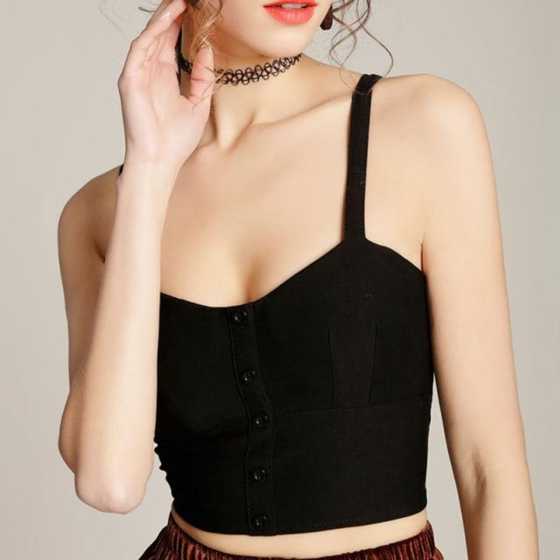 Stylish Sexy Button Down Bustier Retro Crop Top