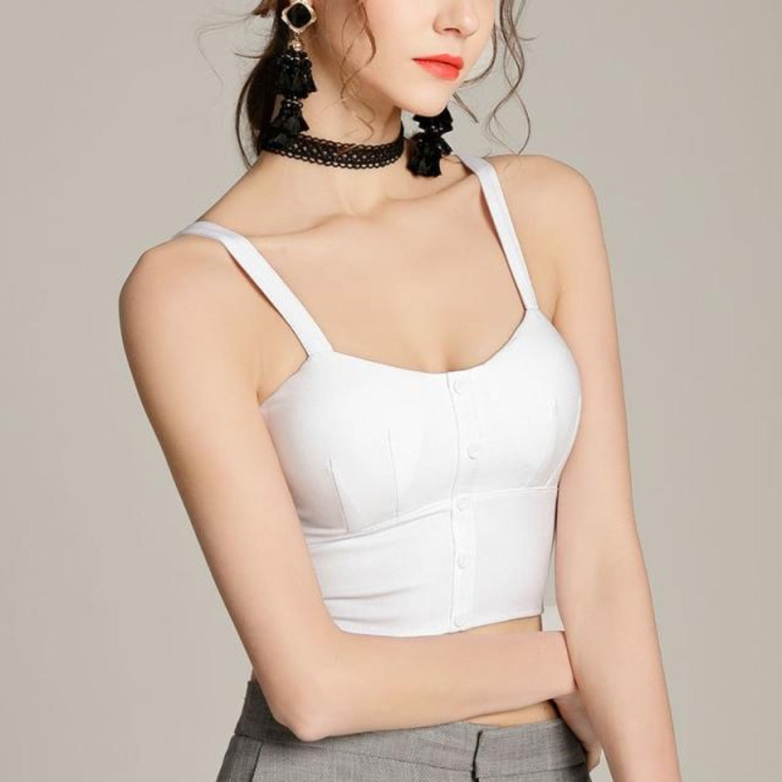Stylish Sexy Button Down Bustier Retro Crop Top