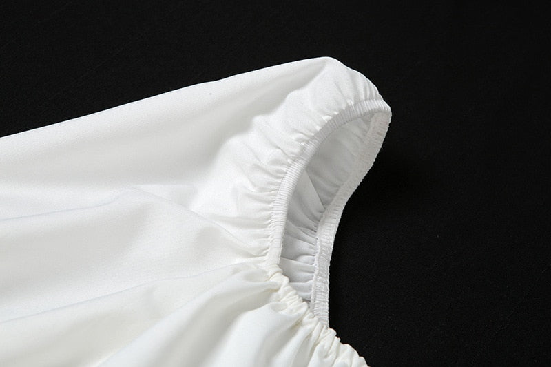 women's elegant ruched hollow out puff long sleeve ruffle lace crop top