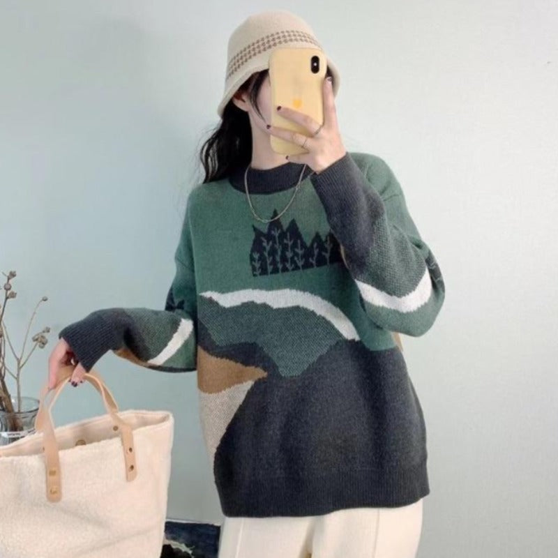 Leopard Patchwork Cashmere Retro Sweatshirt(One Size)