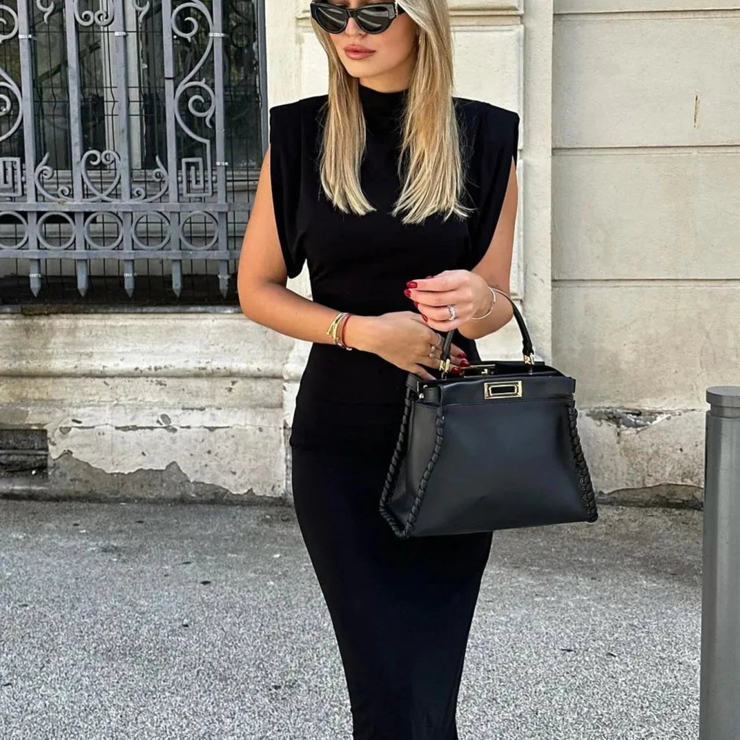 Elegant Black Midi Dress