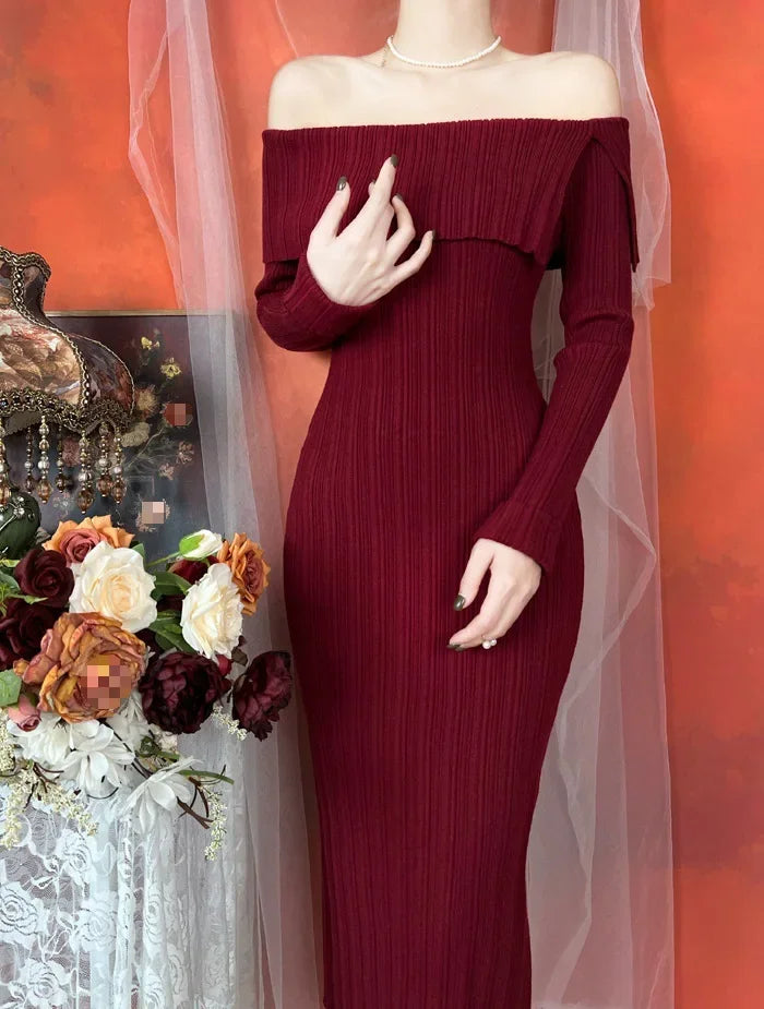 The Amélie Off-Shoulder Column Dress