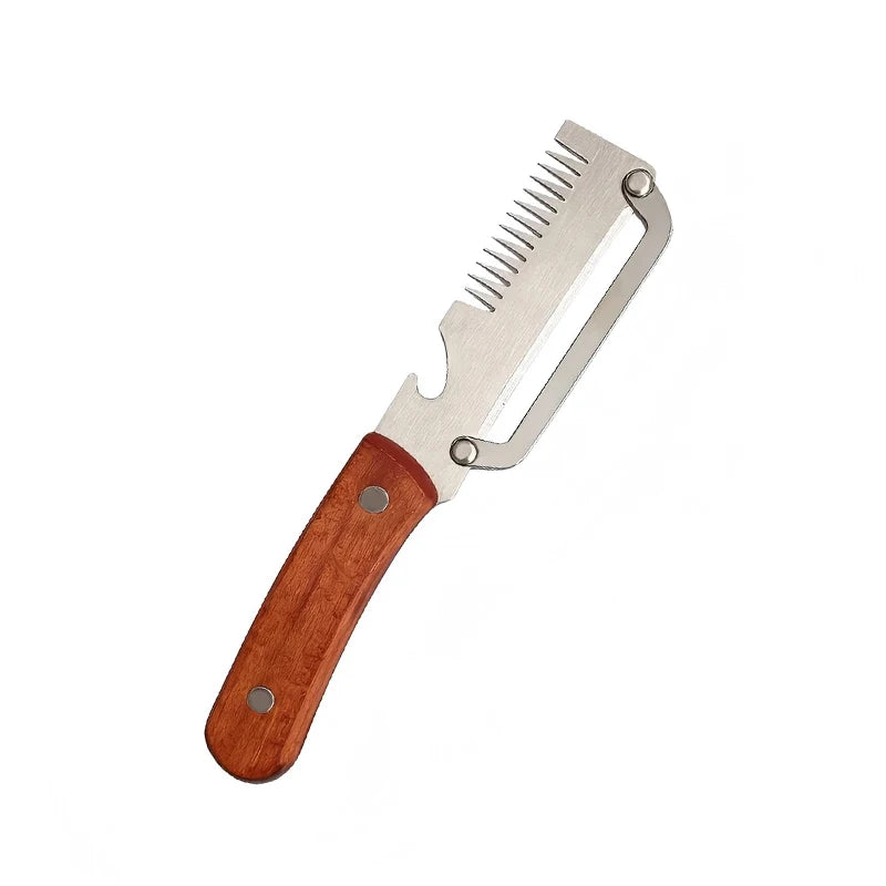 Multifunctional Cabbage Shredder & Vegetable Peeler Slicer - Stainless Steel Dual-Blade Julienne Cutter with Ergonomic Wooden Handle - Handheld Kitchen Tool for Coleslaw, Salads & Prep