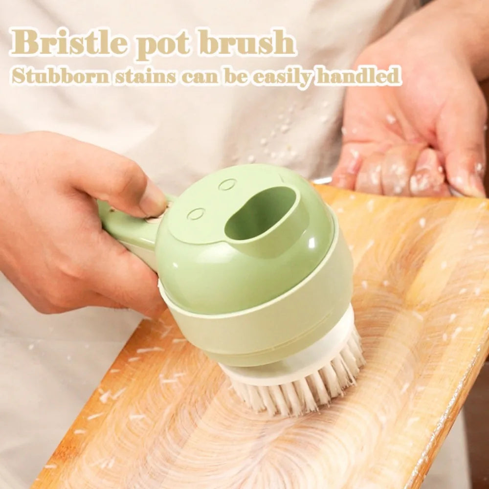 4-in-1 Handheld Electric Vegetable Cutter Set - USB Rechargeable Wireless Garlic Masher, Slicer, Chopper & Electric Cleaning Brush for Kitchen Prep