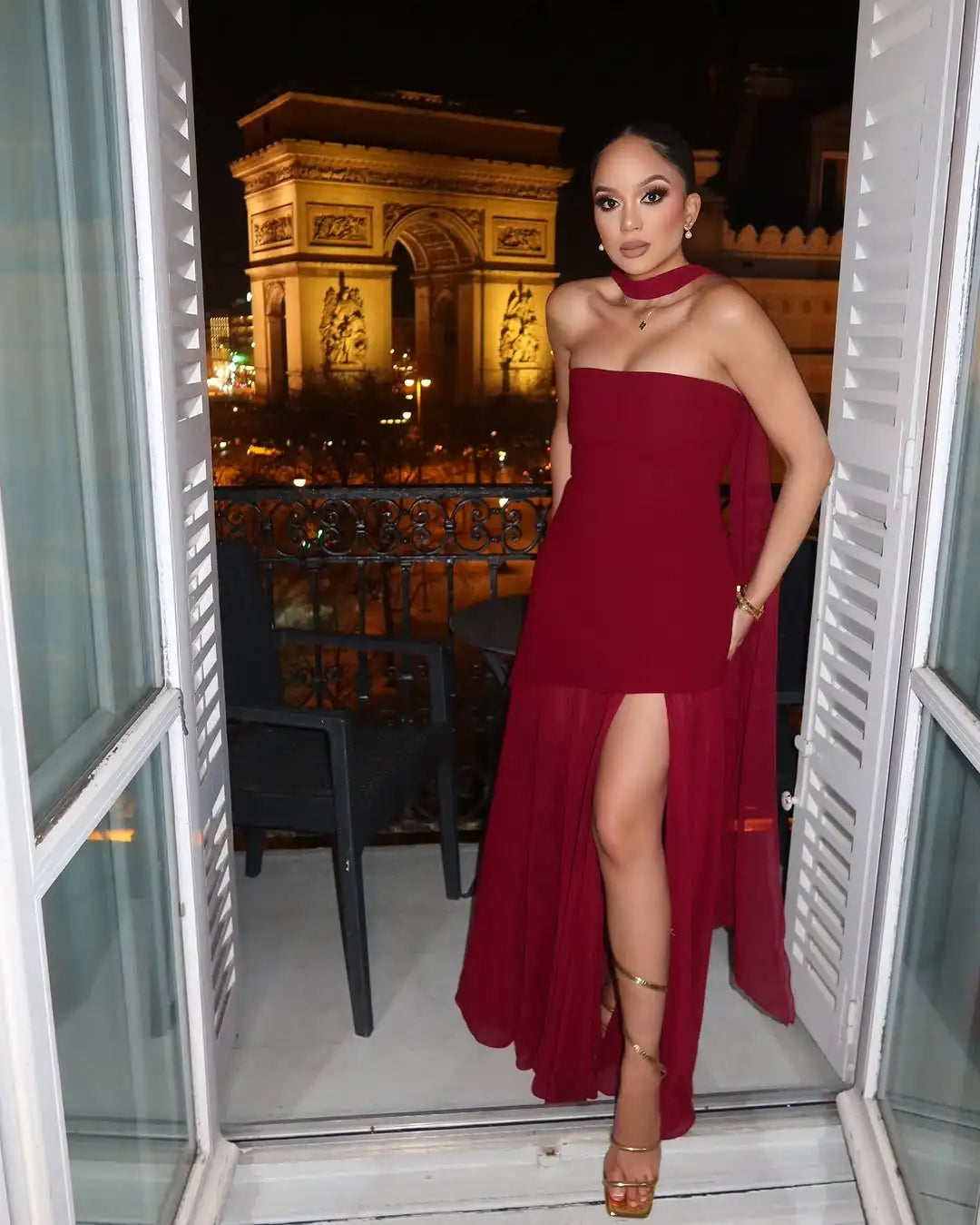 The Solenne Draped Sheer Gown