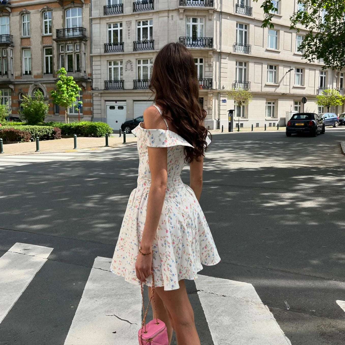 Luxe Tulle A-Line Mini Dress – Off-Shoulder Floral Elegance for Garden Parties & Summer Soirées