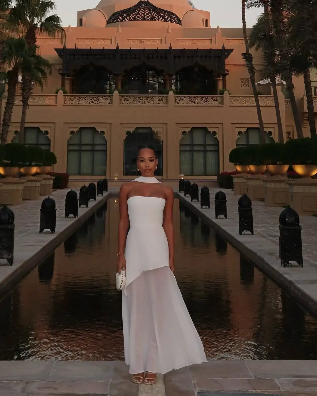 The Solenne Draped Sheer Gown