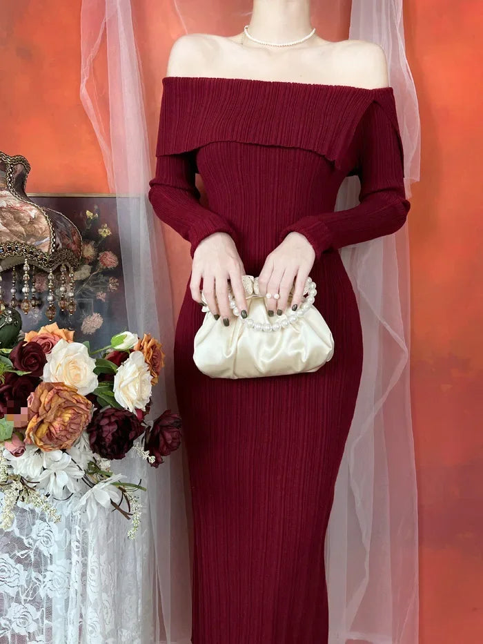 The Amélie Off-Shoulder Column Dress